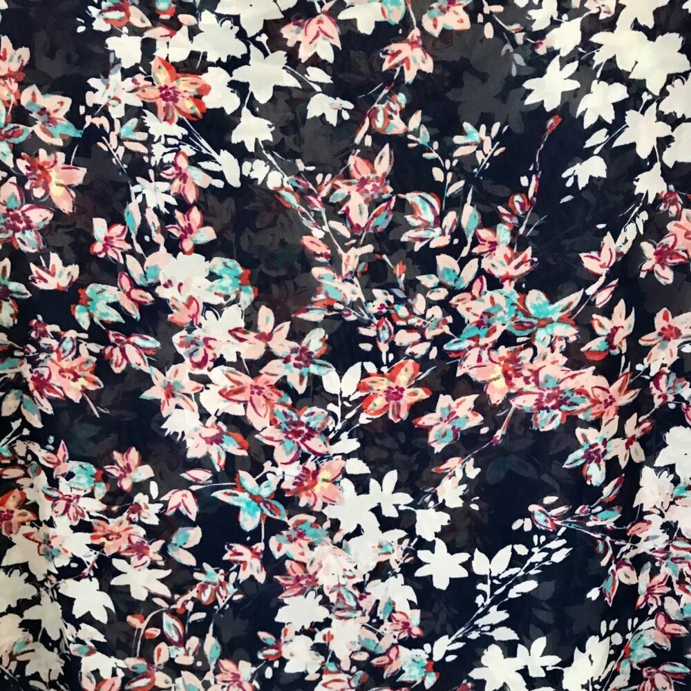 Carla Mink Made in Portland, OR Floral Semi Sheer Split Sleeve Women's Blouse. - Picture 5 of 8